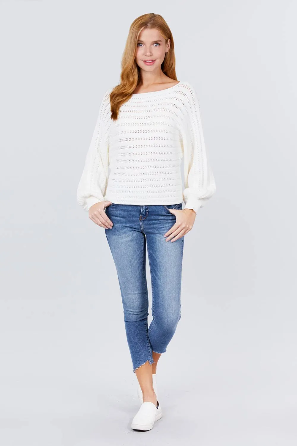 Dolman Sleeve Boat Neck Sweater