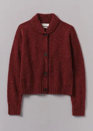 Donegal Wool Round Collar Cardigan | Russet