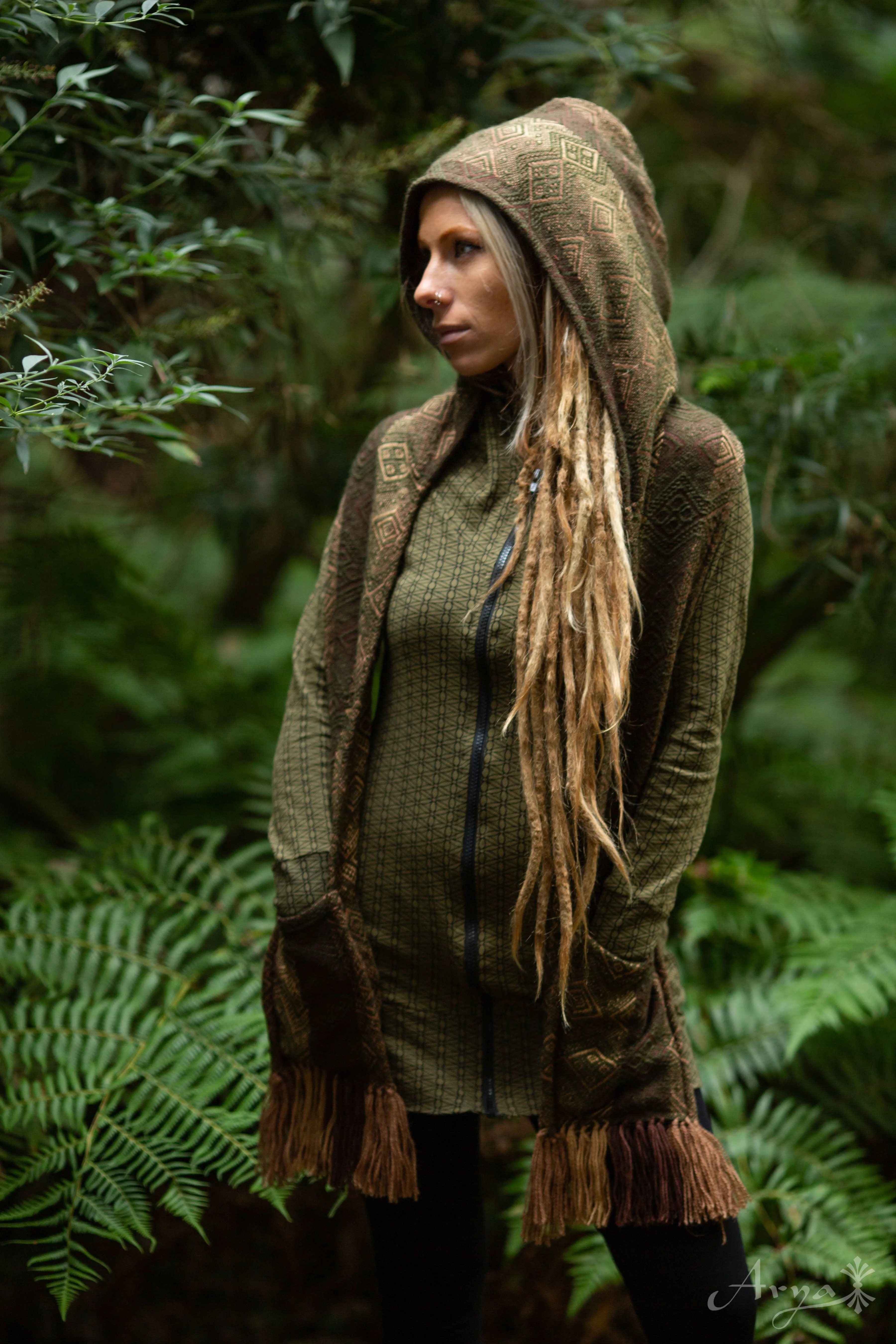 Earth Tribe Hoodie Scarf with Pockets