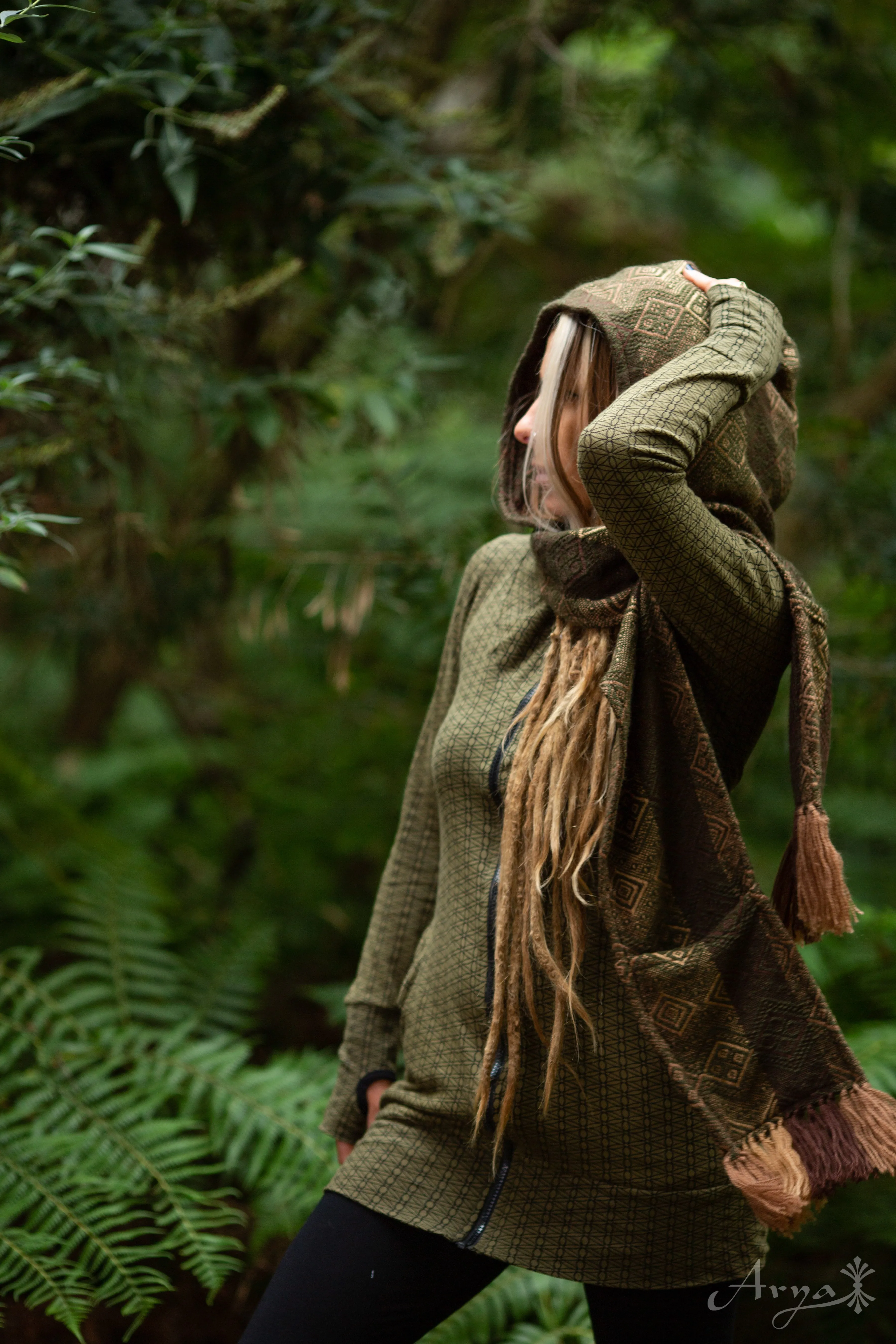 Earth Tribe Hoodie Scarf with Pockets