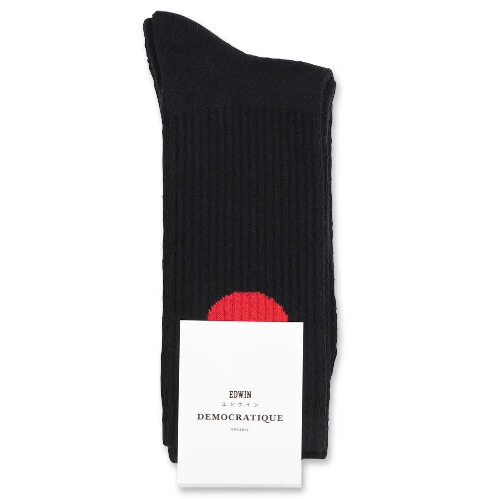 Edwin Jeans x Democratique Socks Athletique Japanese Sun Black / Fiery Red