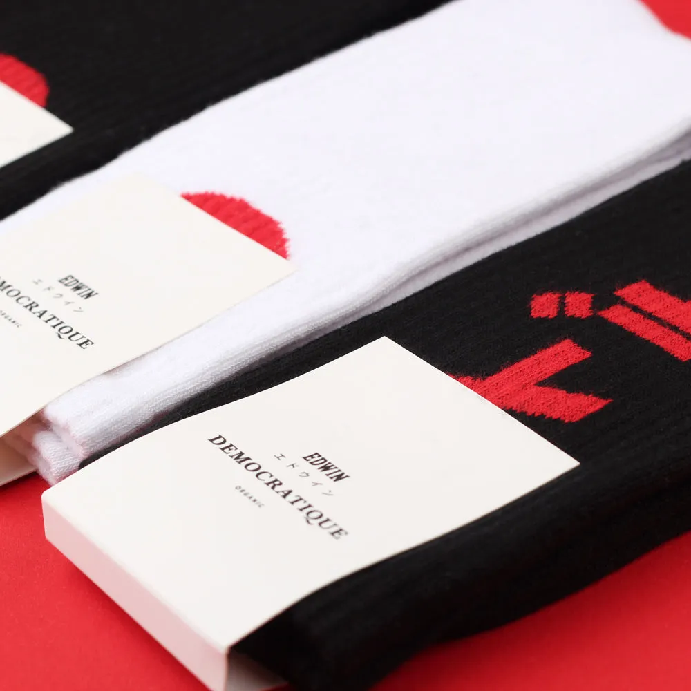 Edwin Jeans x Democratique Socks Athletique Japanese Sun Black / Fiery Red