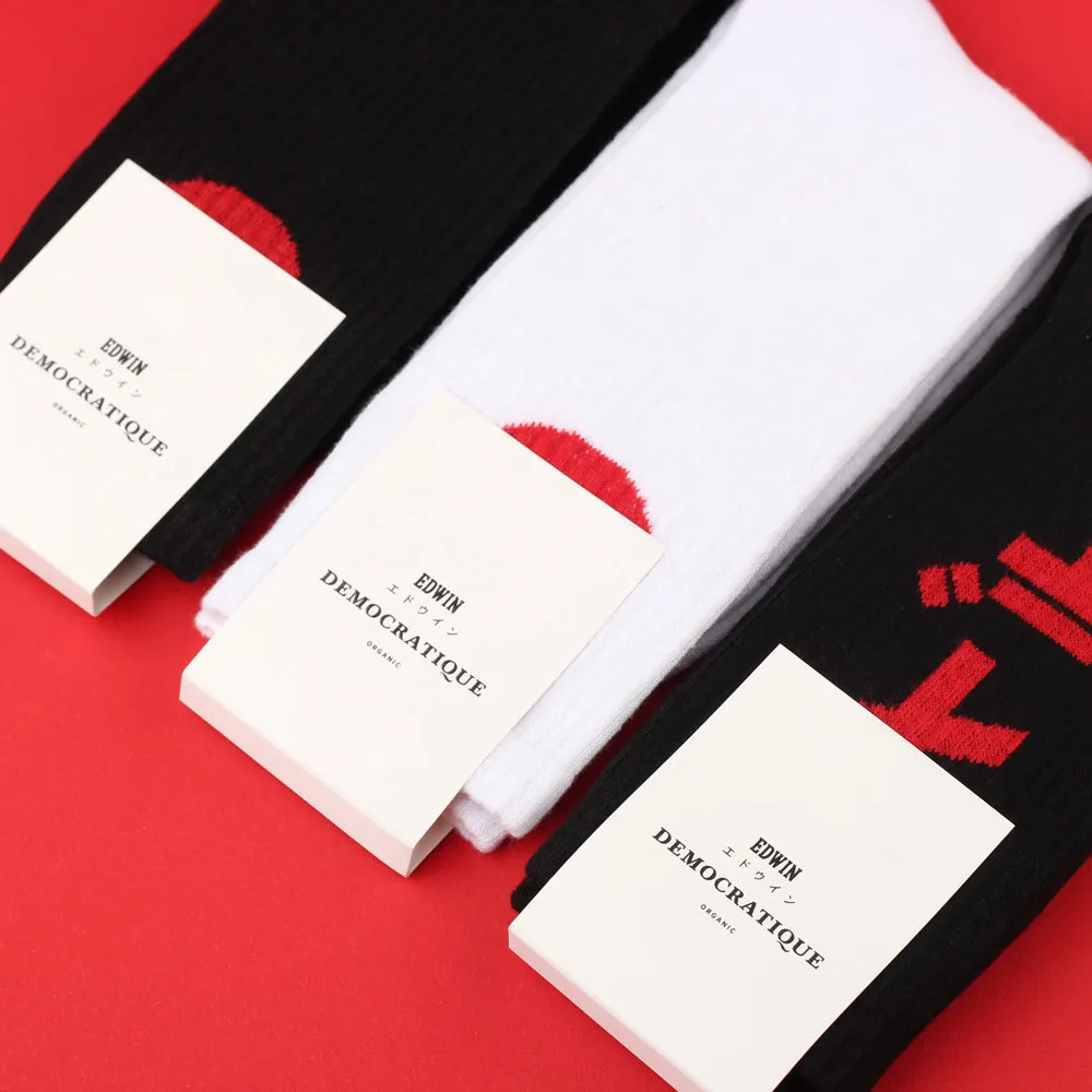 Edwin Jeans x Democratique Socks Athletique Japanese Sun Black / Fiery Red