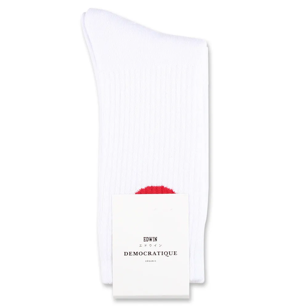 Edwin Jeans x Democratique Socks Athletique Japanese Sun White / Fiery Red