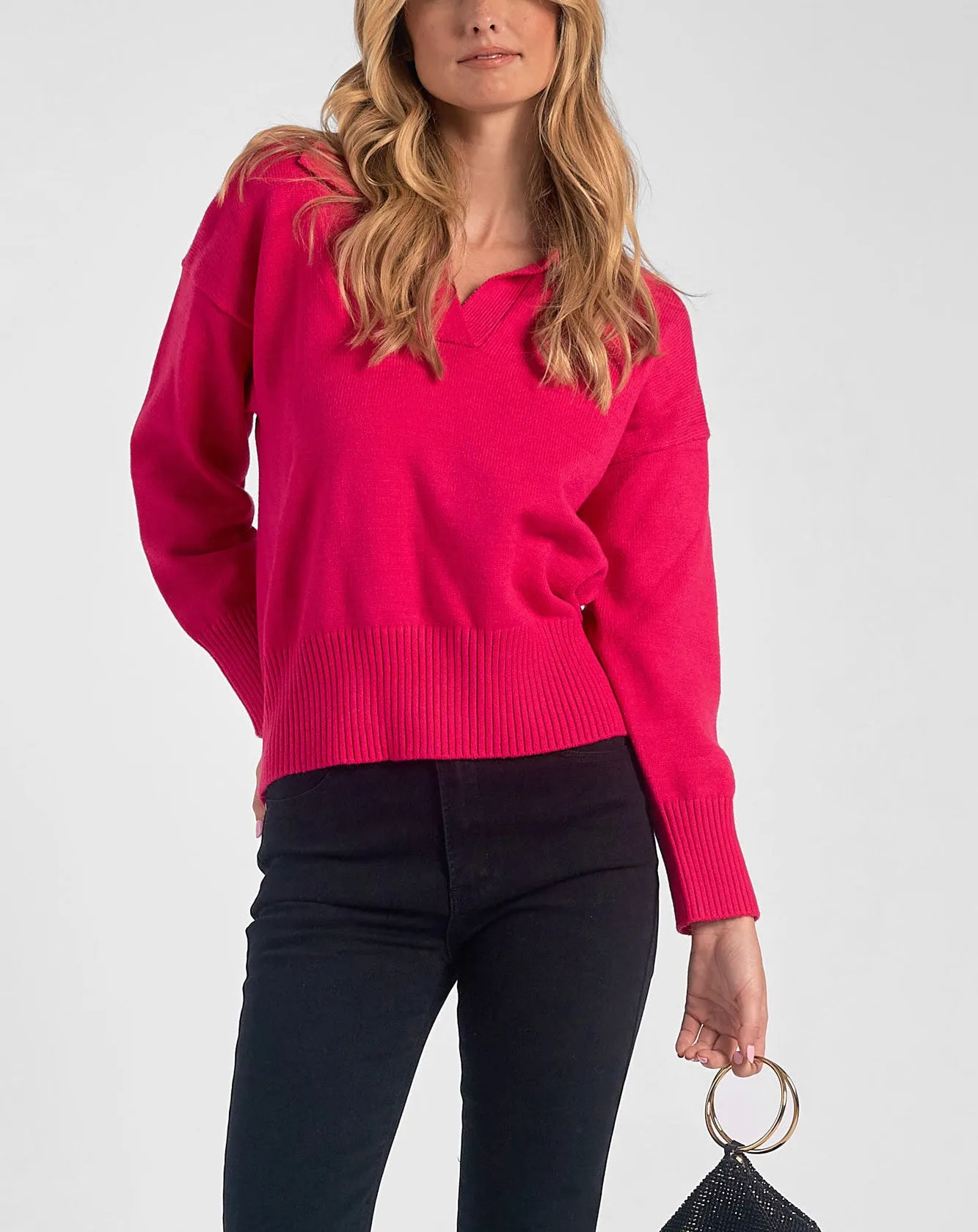 Elan Collared V-Neck Sweater