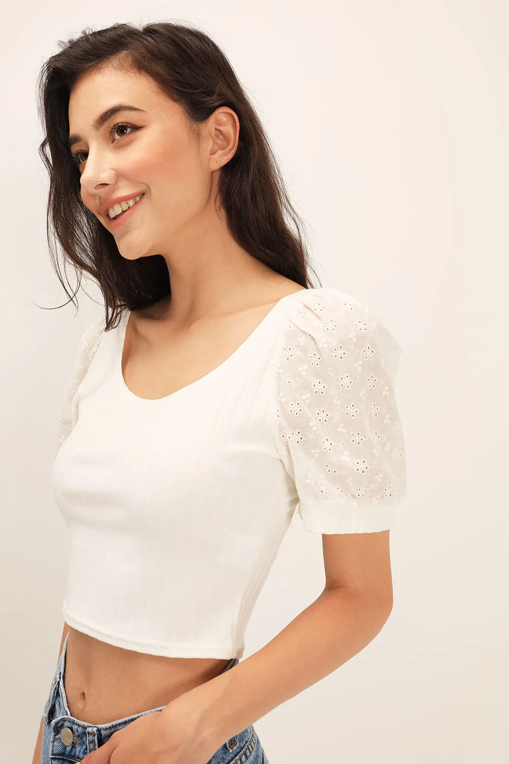 Ellie Eyelet Lace Crop Top