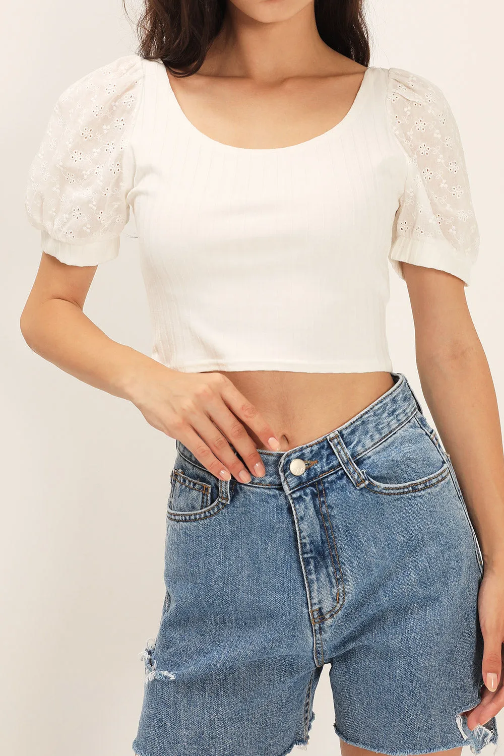 Ellie Eyelet Lace Crop Top