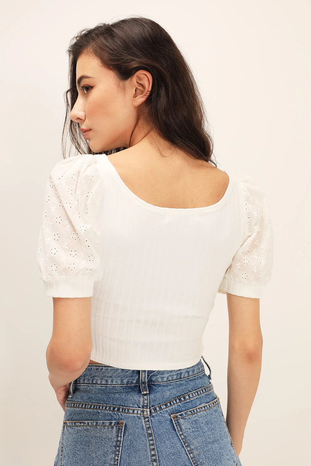 Ellie Eyelet Lace Crop Top