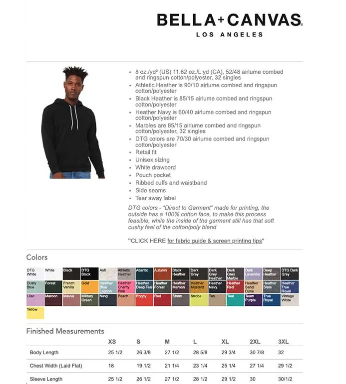 Embroidered Bella   Canvas Midweight Unisex Hooded Sweatshirt