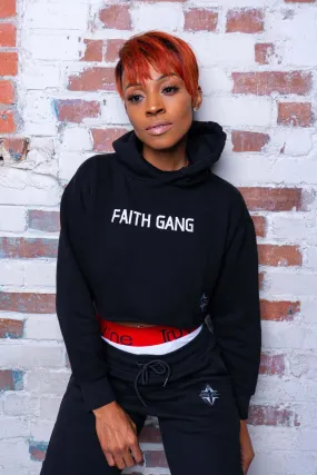 Faith Gang Black Women's Cropped Hoodie