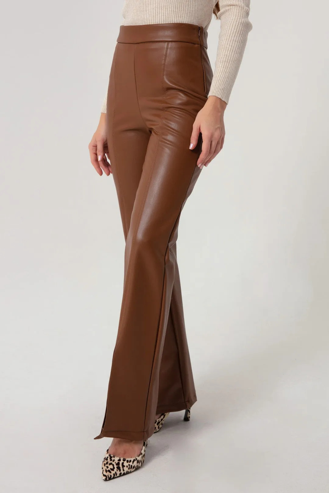 Female Slit Leather Pants