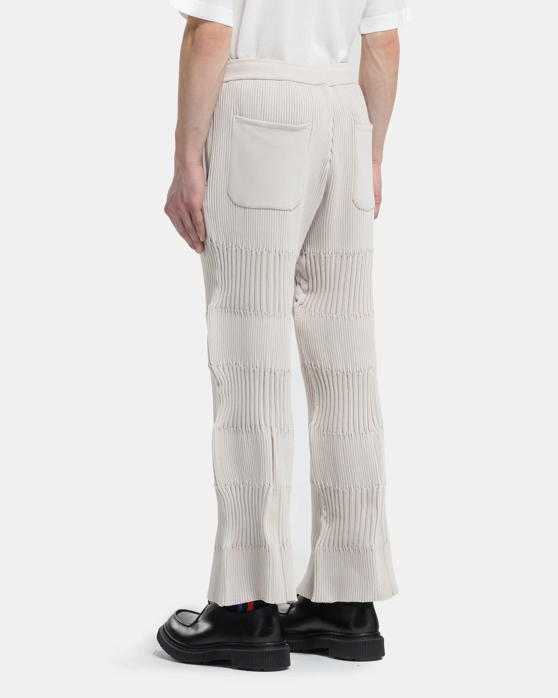 Fluted Straight Leg Pants in Light Beige