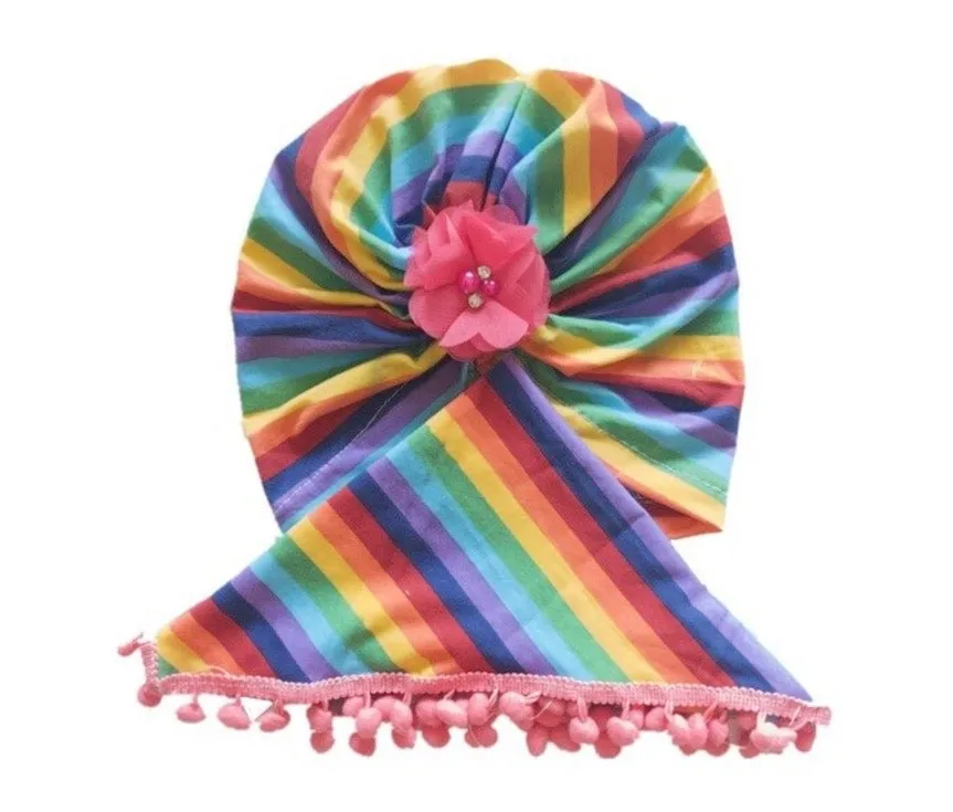 Girls Chiffon Flower Beanie Hat   Scarf With Tassels