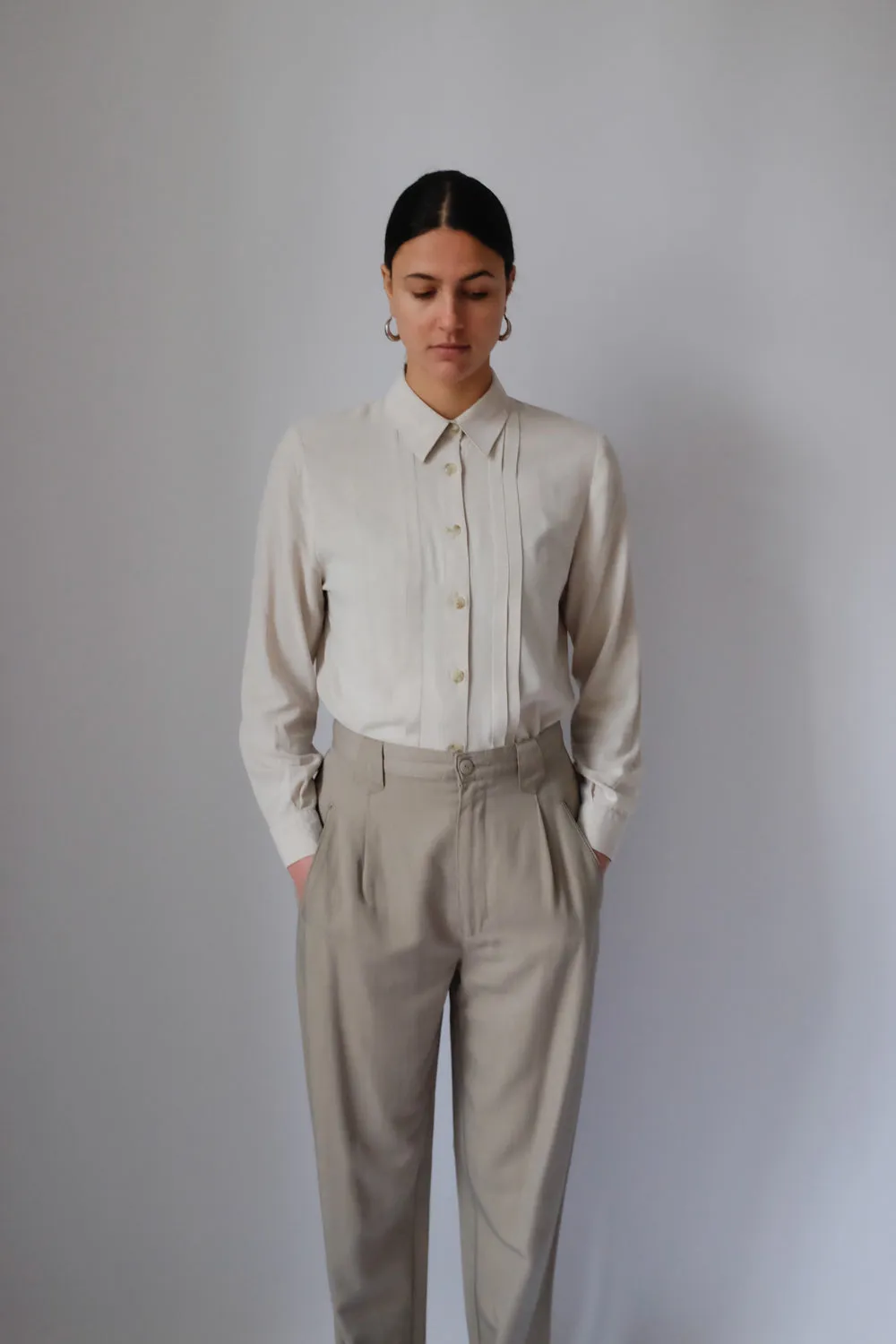 GREIGE PLEATED MAC VINTAGE PANTS