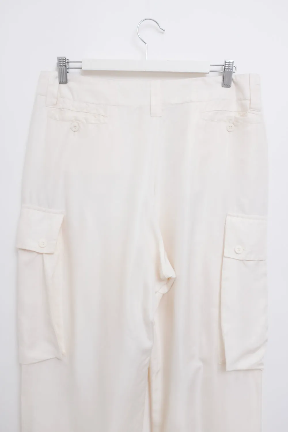 GUCCI VINTAGE SILK CARGO CREAM PANTS