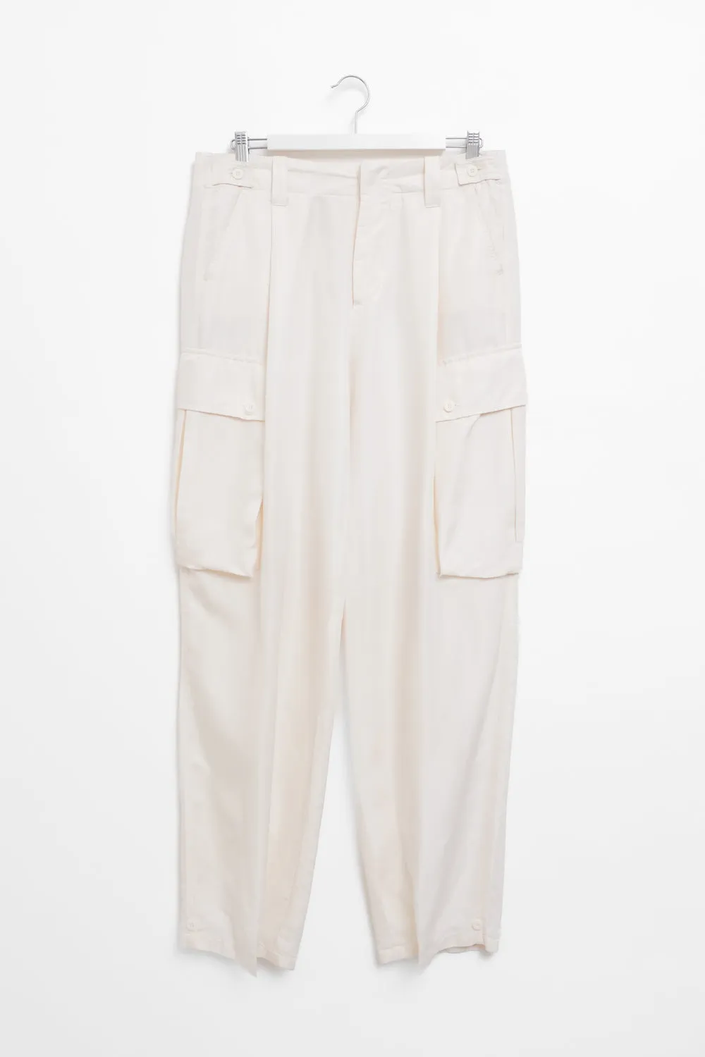 GUCCI VINTAGE SILK CARGO CREAM PANTS