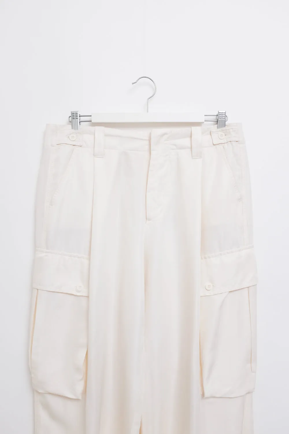 GUCCI VINTAGE SILK CARGO CREAM PANTS