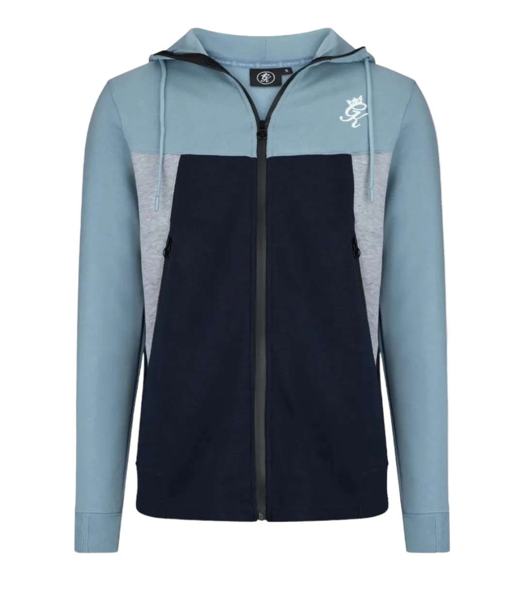 Gym king Panel Zipper Hoodie - Blue