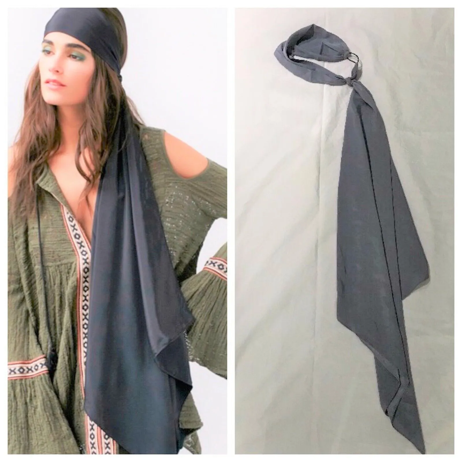 Gypsy Headscarf Gray By Namrata Joshipura Mystical Long Adjustable Headband With Elastic O Ring