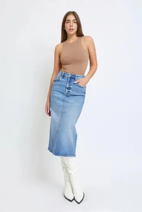 HIDDEN JEANS Peyton Denim Midi Pencil Skirt