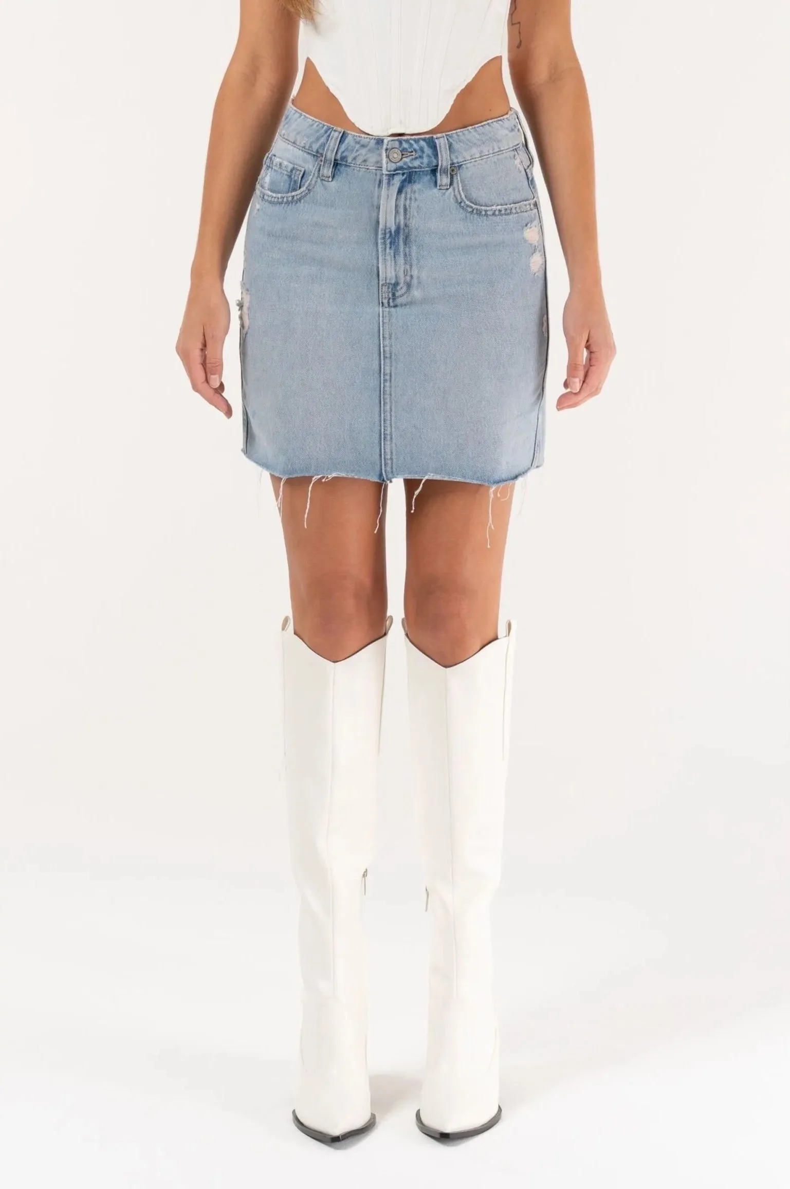 Hidden Peyton Light Wash Mini Skirt