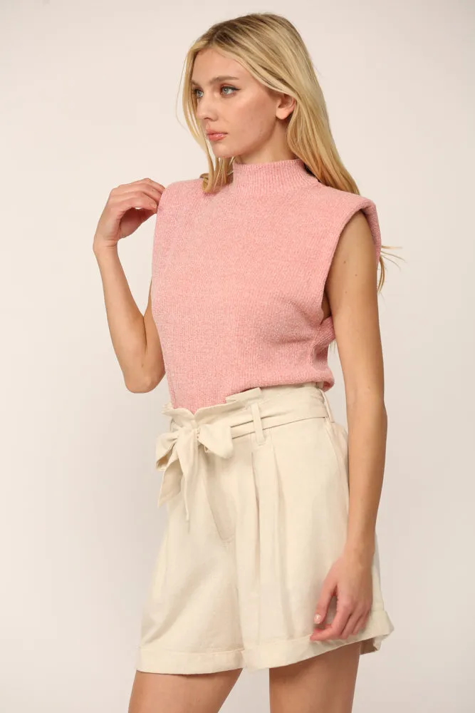 High Mock Neck Sleeveless Sweater