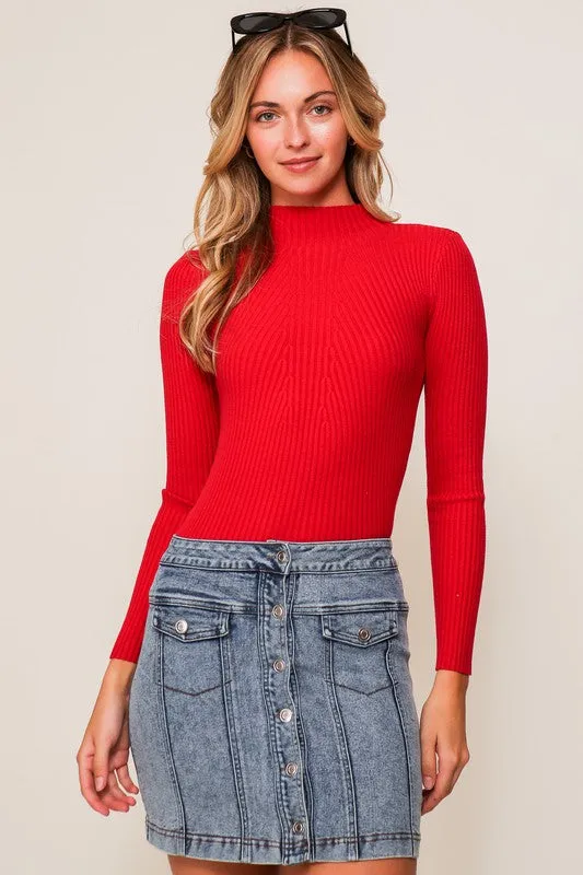 High Neck Long Sleeve Sweater Top