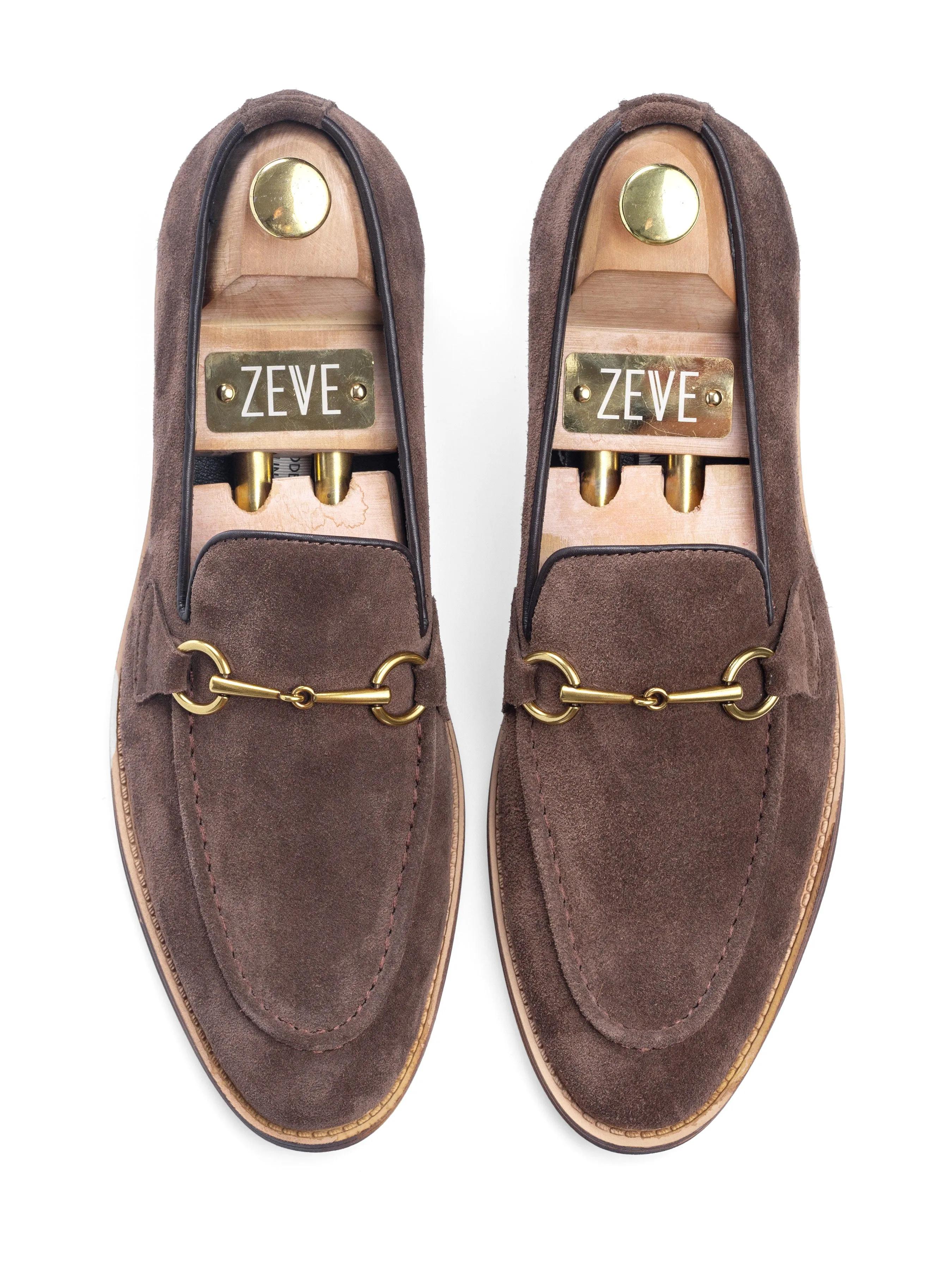 Horsebit Buckle Loafer - Coffee Suede Leather (Flexi-Sole)