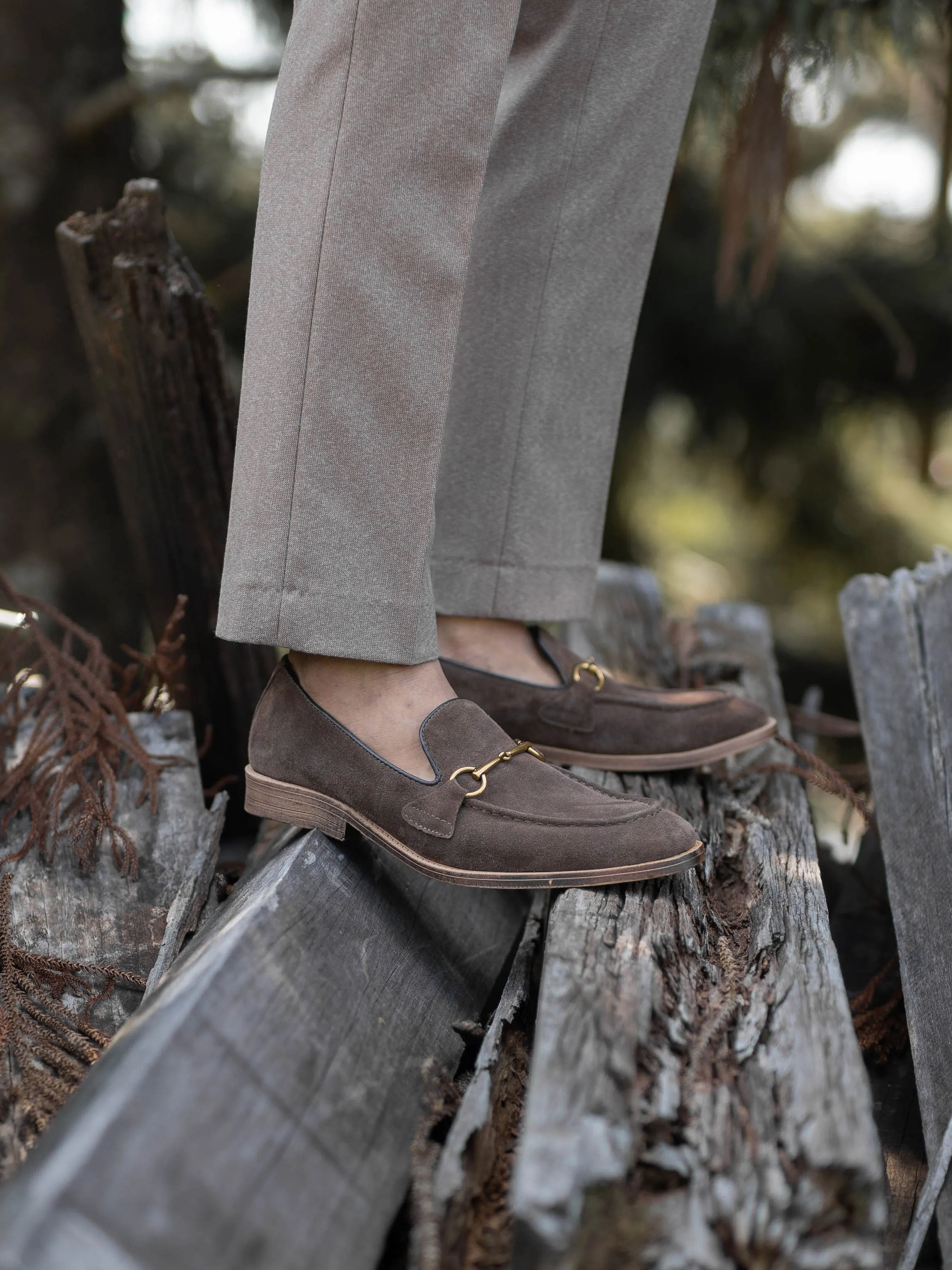 Horsebit Buckle Loafer - Coffee Suede Leather (Flexi-Sole)