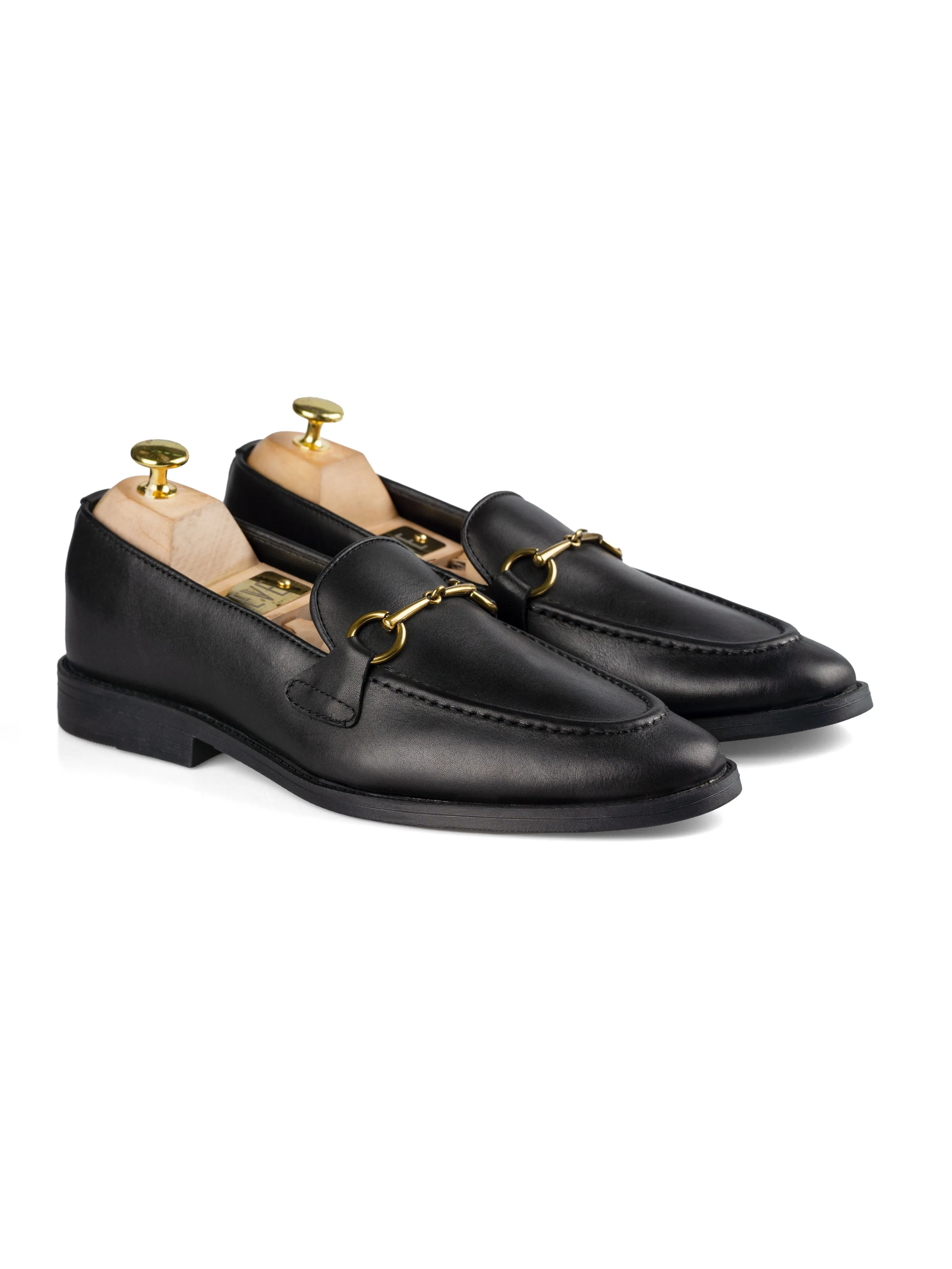 Horsebit Buckle Loafer - Solid Black Leather (Flexi-Sole)