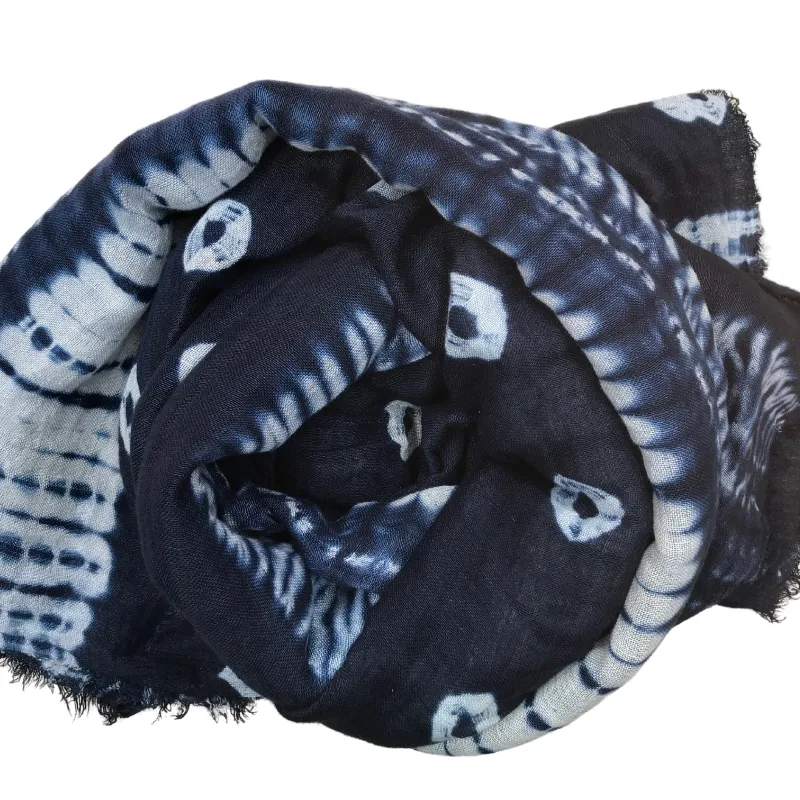 Indigo Tie Dye Linen Scarf