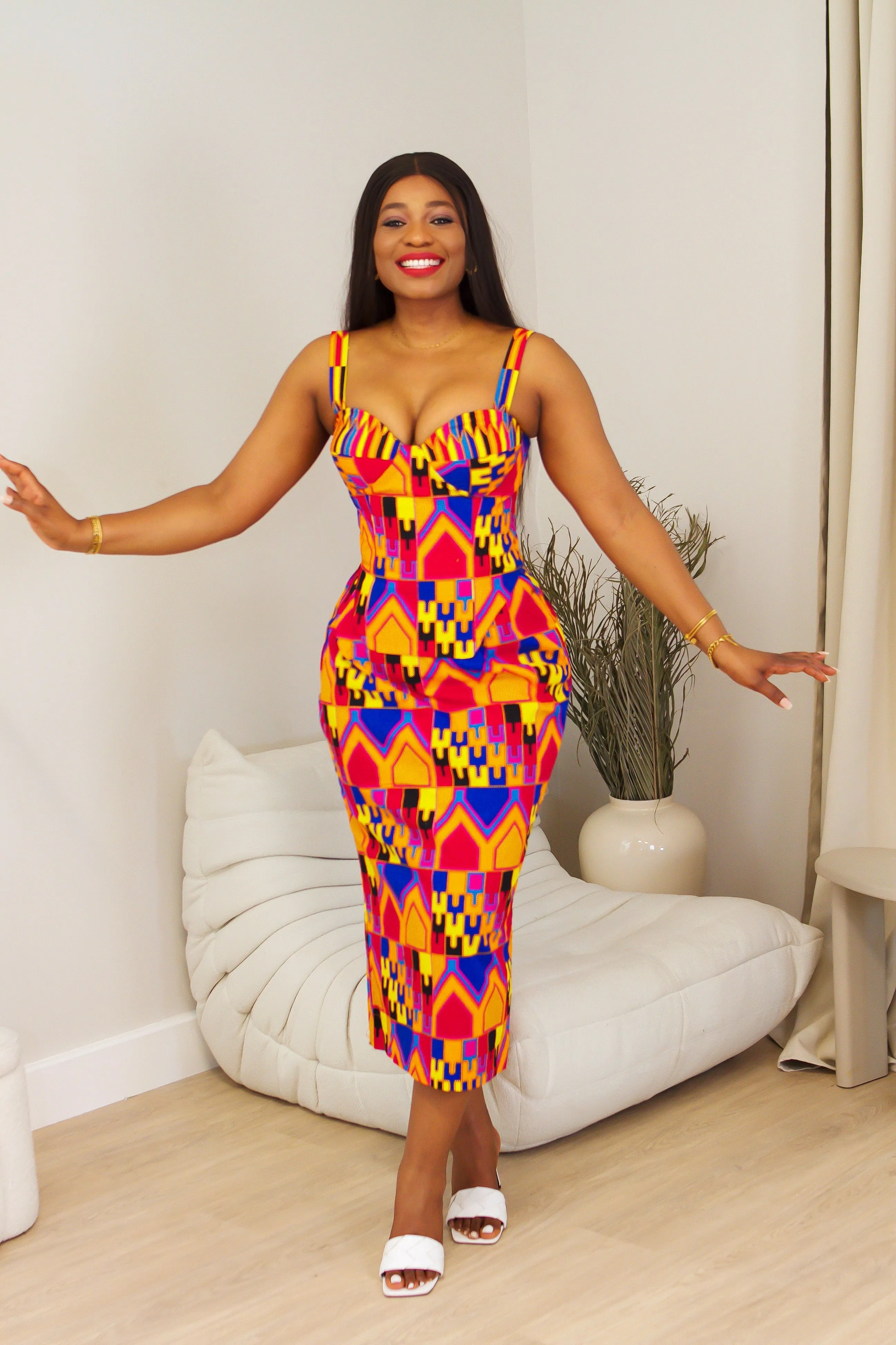 Introducing African Kente Print Boned Structured Corset - Omoge