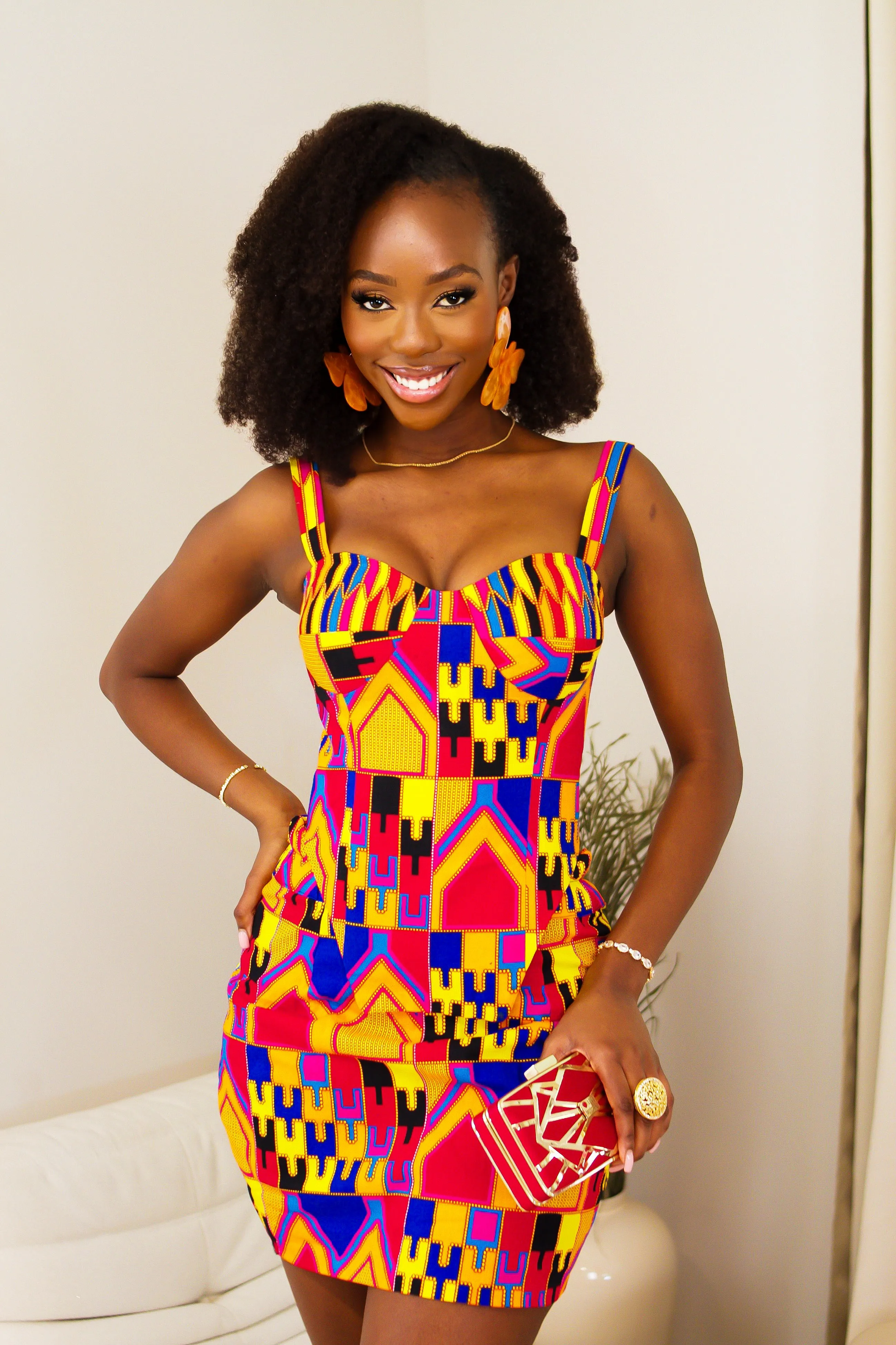 Introducing African Kente Print Boned Structured Corset - Omoge