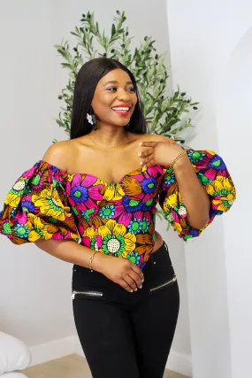 Off Shoulder African Print Structured Corset Top - Dubem