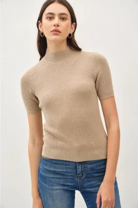 Isla Mock Neck Short Sleeve Knit Sweater