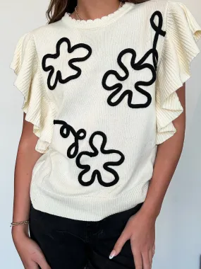 Ivory Ruffles & Swirls Sweater