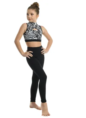 Kids Devanna Mock Neck Zebra Bra Top