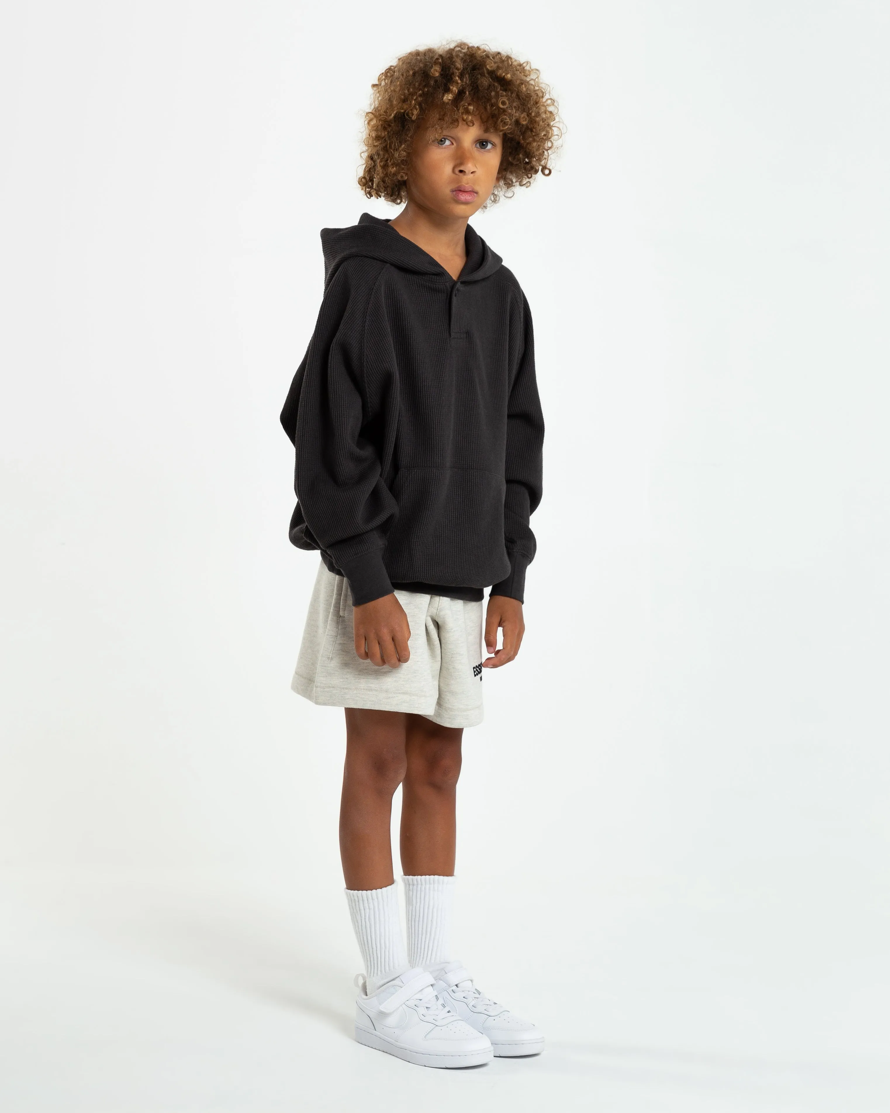 Kids' Henley Hoodie in Iron