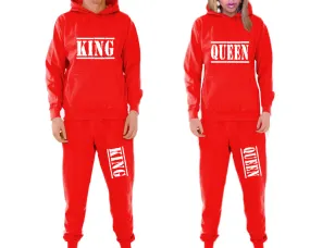 King Queen Couple Matching Hoodie and Jogger Pants Top&Bottom Sets