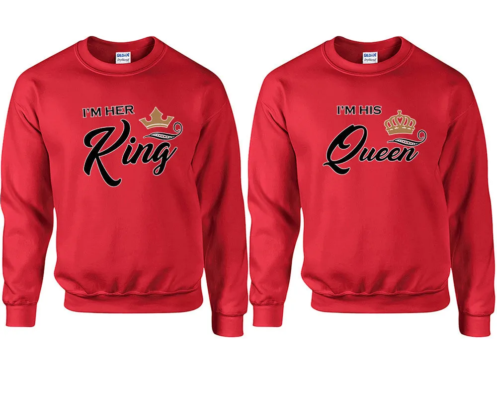 King Queen Couple Matching Sweaters, Couple Crewnecks