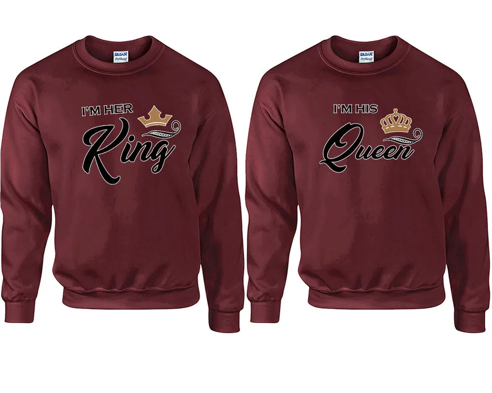 King Queen Couple Matching Sweaters, Couple Crewnecks