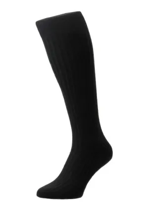 LABURNUM MERINO WOOL OTC SOCKS - BLACK