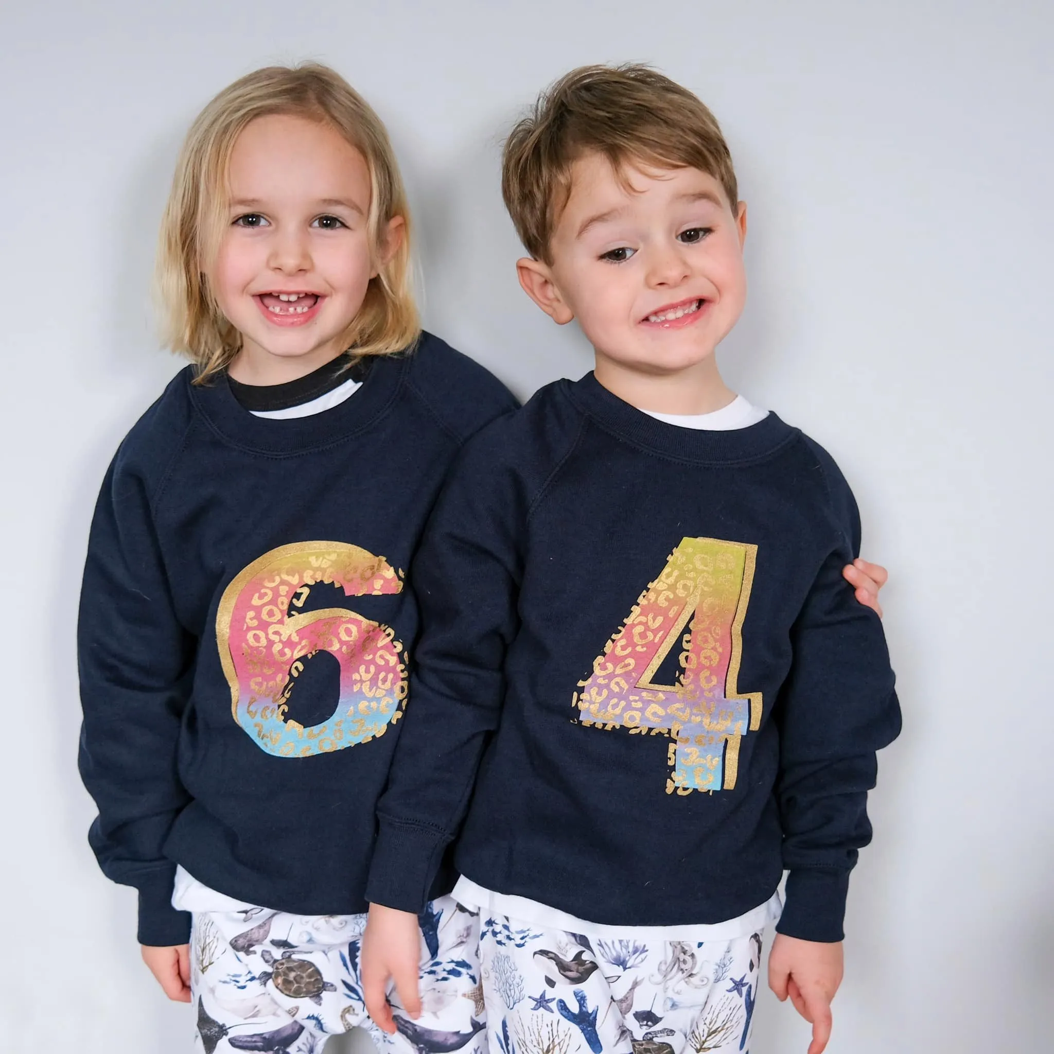 Layered Leopard Initial Kids Sweater