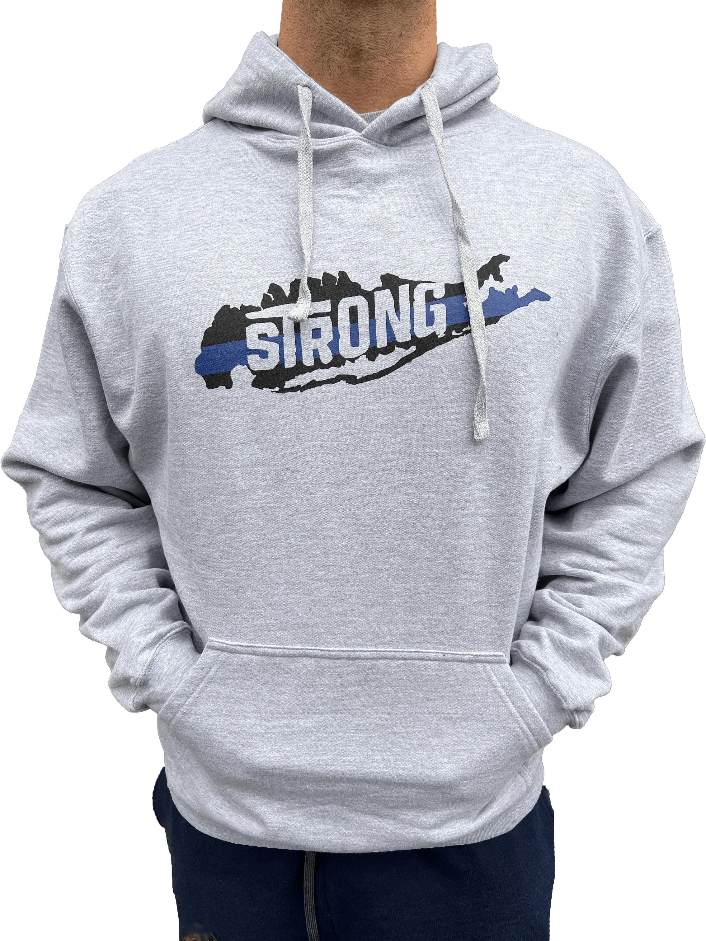 Long Island Strong Thin Blue Line Grey Hoodie