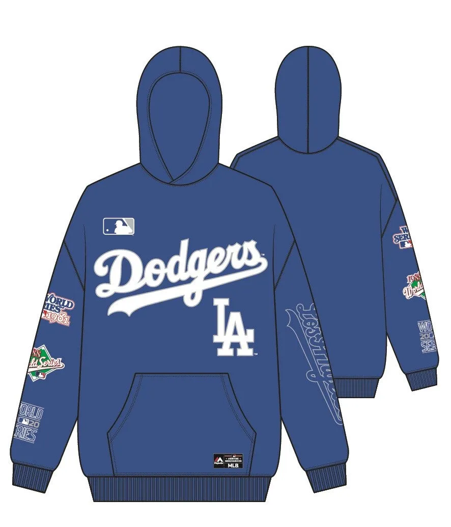 Vintage Los Angeles Dodgers MLB Faded Royal Hoodie by Majestic