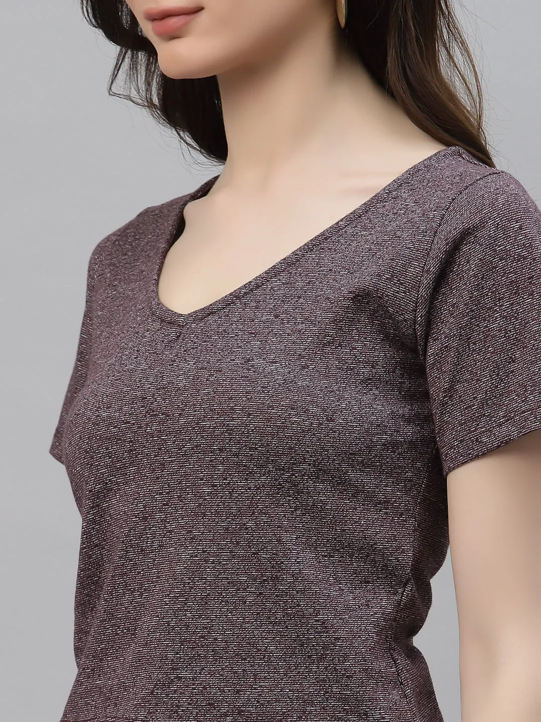 Maroon Women Textured Back Detail Top