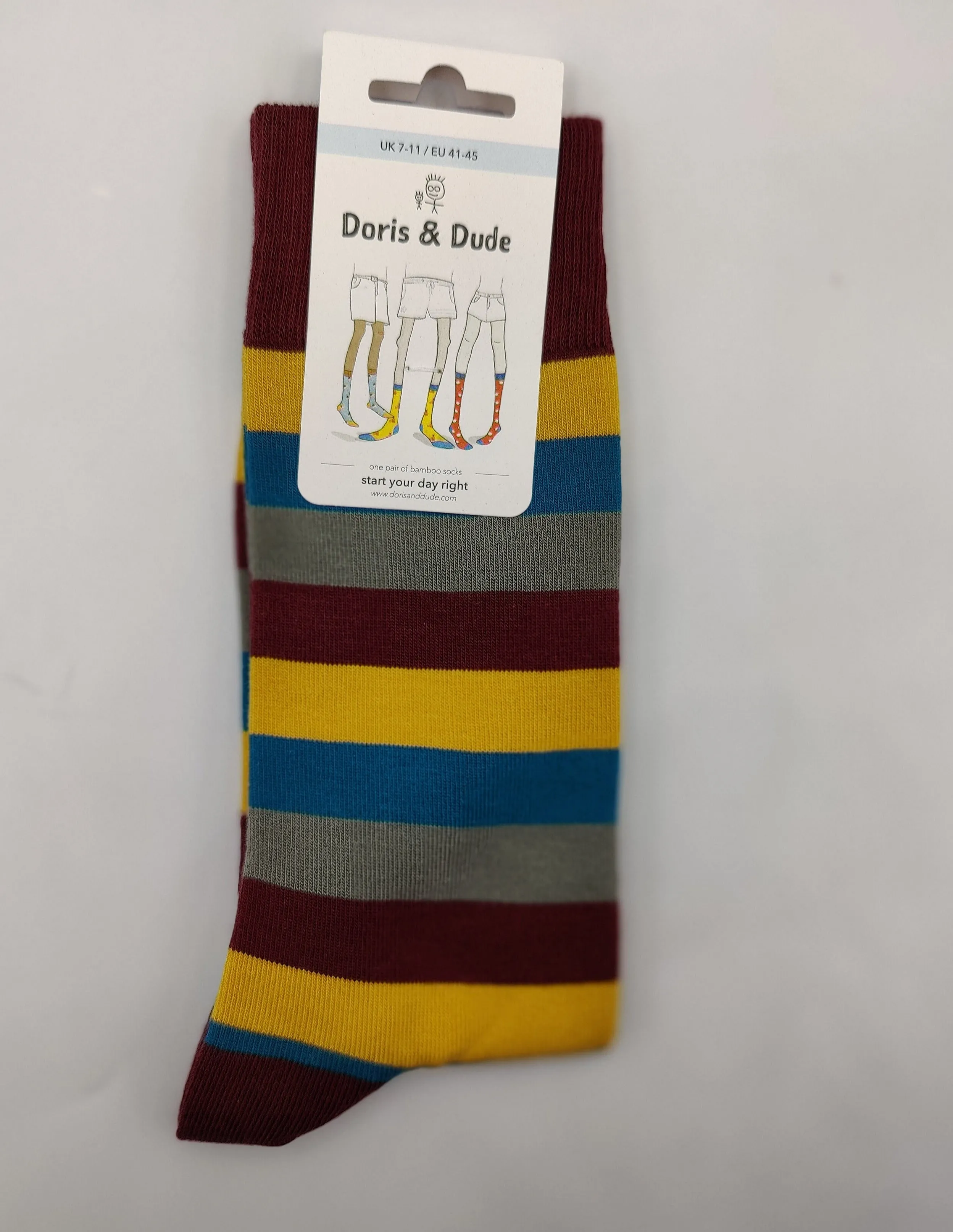 Mens Bambo Socks Doris & Dude Teal/Mustard/Grey/ Burg 7-11UK