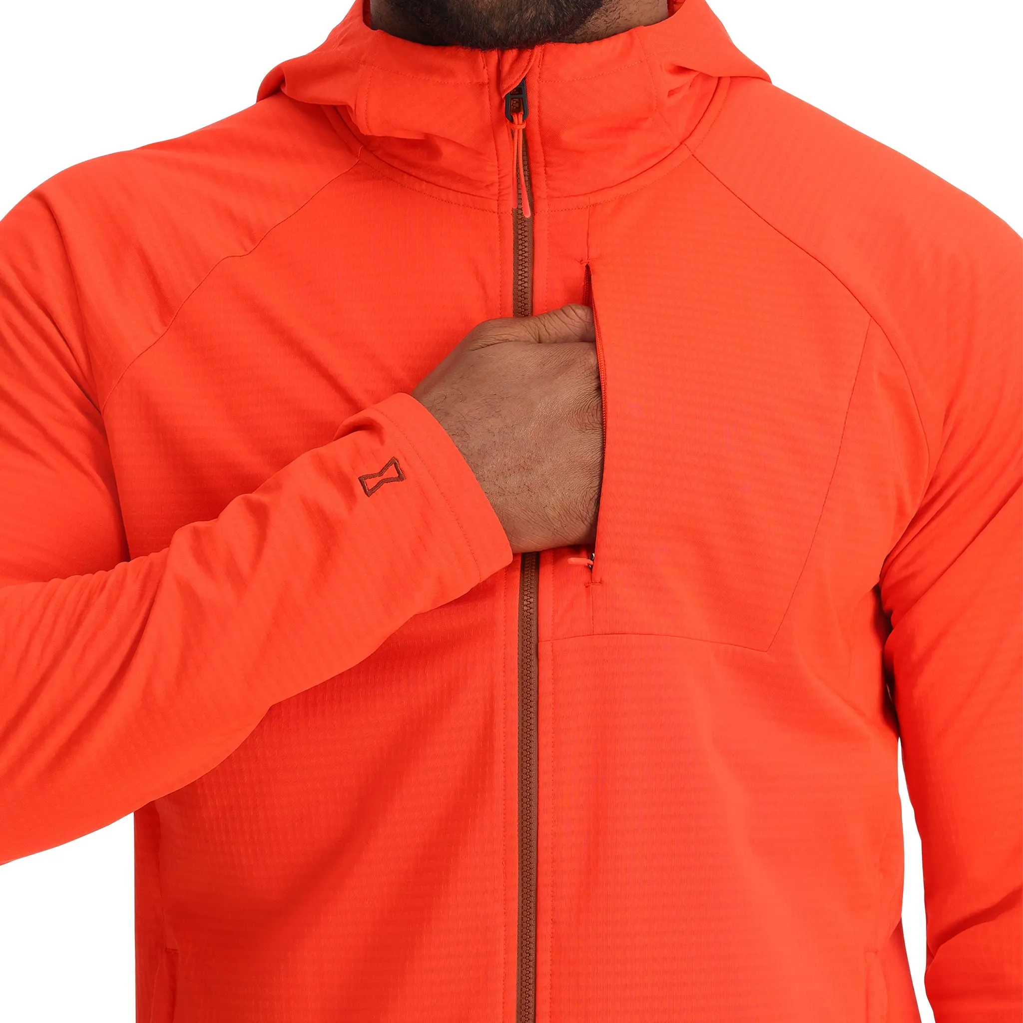 Mens Matrix Gridweb Hoodie - Twisted Orange