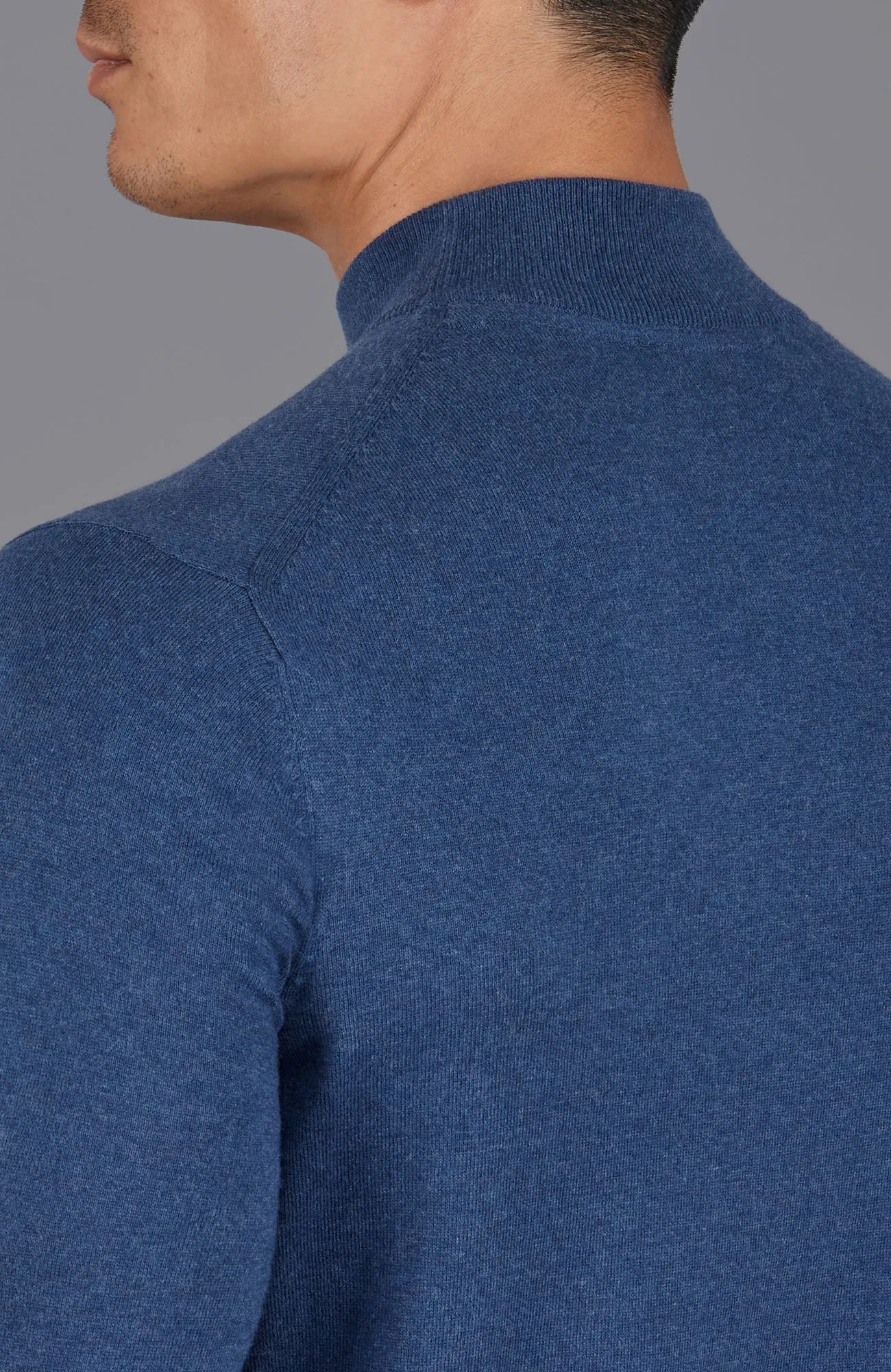 Mens Ultra Fine Cotton Mock Turtle Neck Jumper