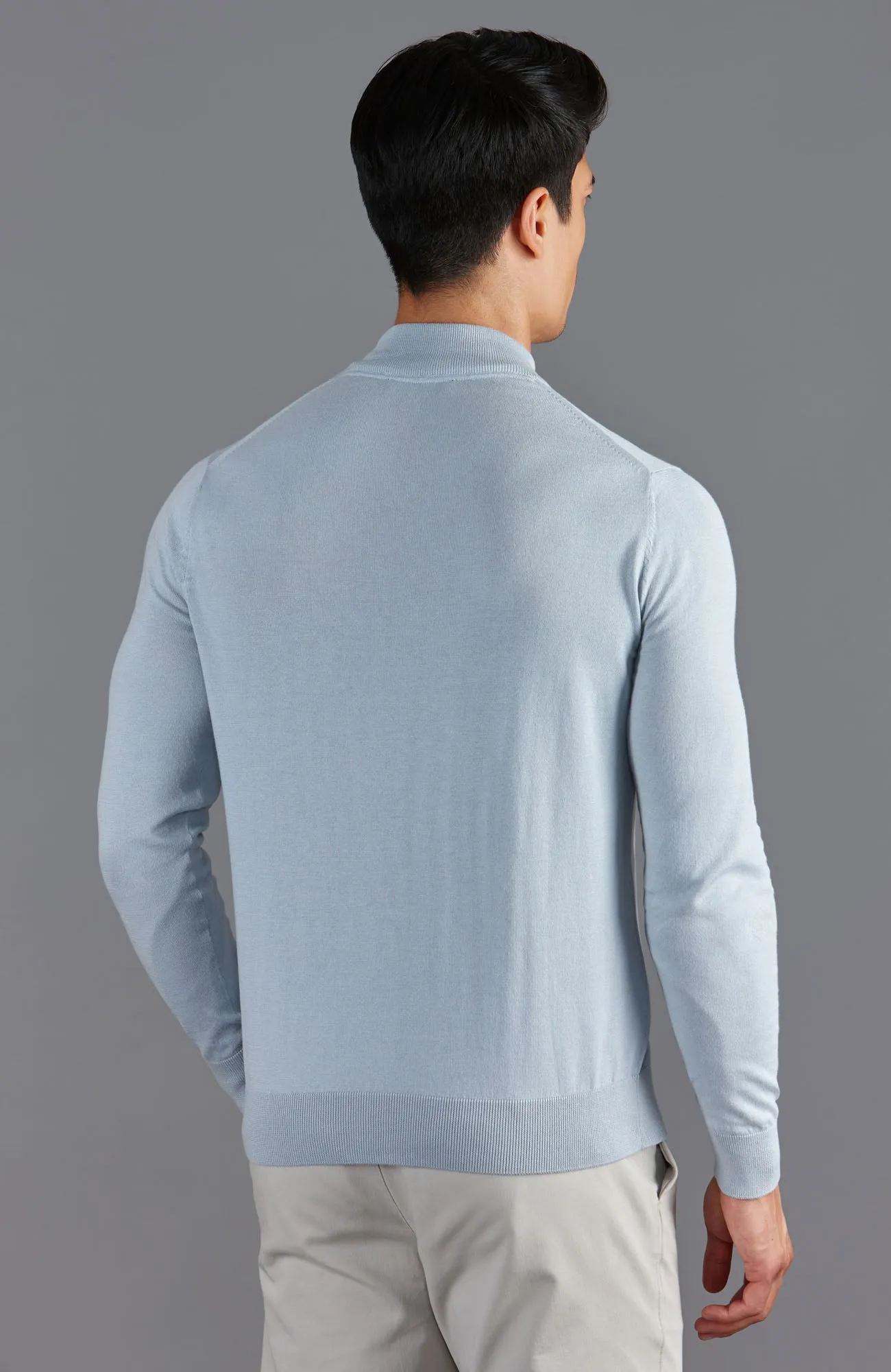 Mens Ultra Fine Cotton Mock Turtle Neck Jumper